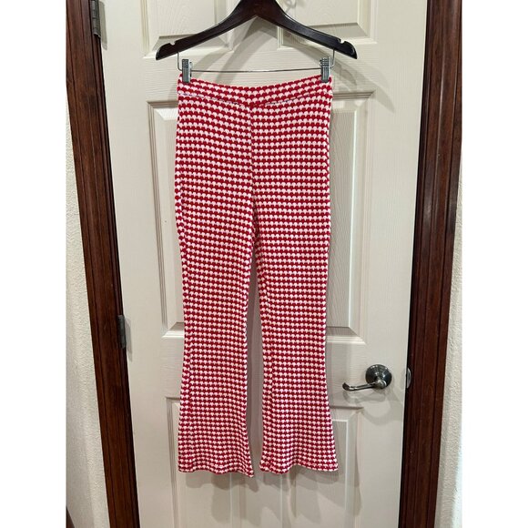 Zara Red & White Knit Flared Sweater Holiday Pants Size M - Picture 9 of 9